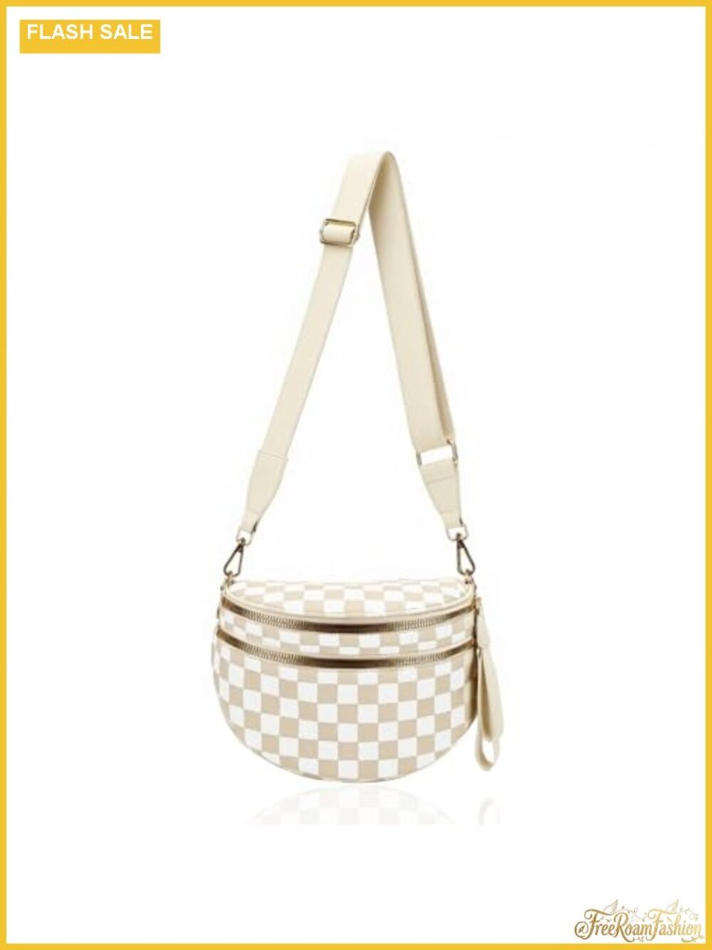 Checkered Crossbody Bag Nylon Sling Fanny Pack Adjustable Strap Travel Purse